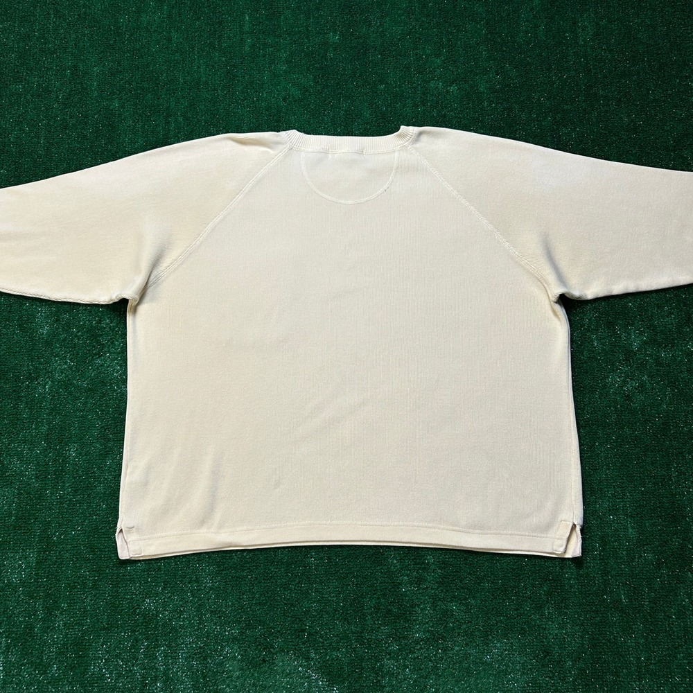 Vintage Eddie Bauer Ribbed Knit Crew Neck Pocket Sweater Cream Ivory Womens M - Picture 4 of 10